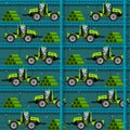 Seamless patterns with tractors.